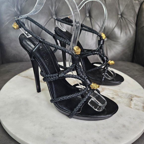 ALEXANDER McQUEEN BLACK SANDAL PELLE S. CUOIO 39 US 9 - Picture 1 of 14